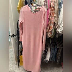 Show Me Your MuMu Pink Sheath Dress Long Sleeve Crew Neck
